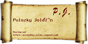 Pulszky Jolán névjegykártya